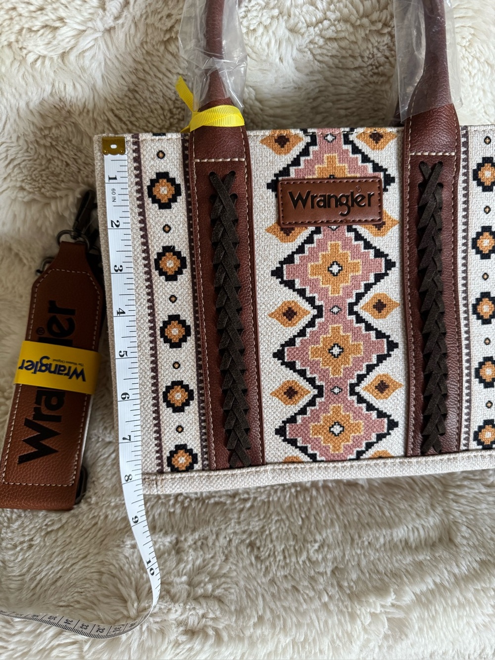 NWT Wrangler Brown & Cream Embroidered Tote Bag - Picture 4 of 6